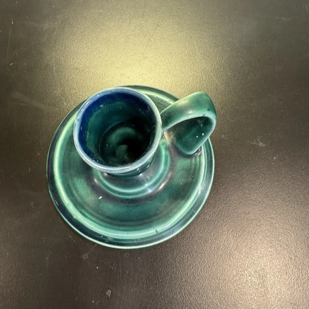 Pottery Green Candlestick Holder Handmade by St Michael's House‎ Dublin Ireland